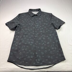 Lululemon Airing Easy Shirt Mens Medium Black Button Up Athleisure Preppy Camp
